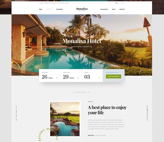 Mẫu Website Khách Sạn – Du Lịch – Resort – MH002