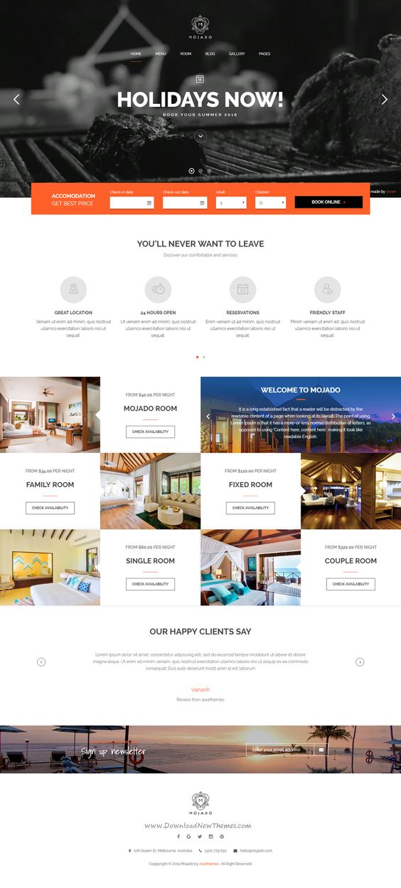 Mẫu Website Khách Sạn – Du Lịch – Resort – MH014